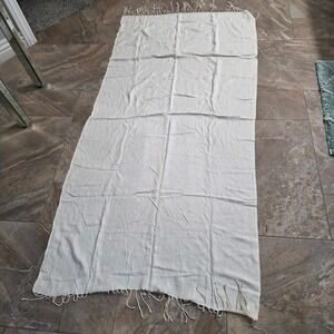 BABA Cream 100% Rayon Fringed Oversized Wrap Scarf Shawl Ivory RN 104760